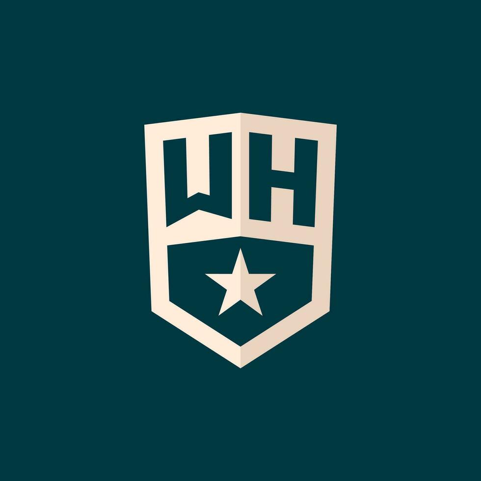 inicial wh logotipo Estrela escudo símbolo com simples Projeto vetor