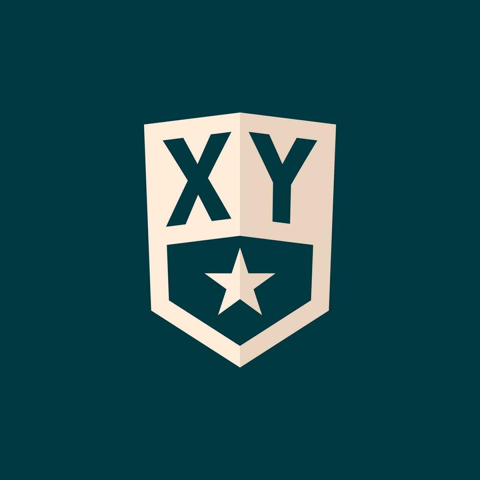 inicial xy logotipo Estrela escudo símbolo com simples Projeto vetor