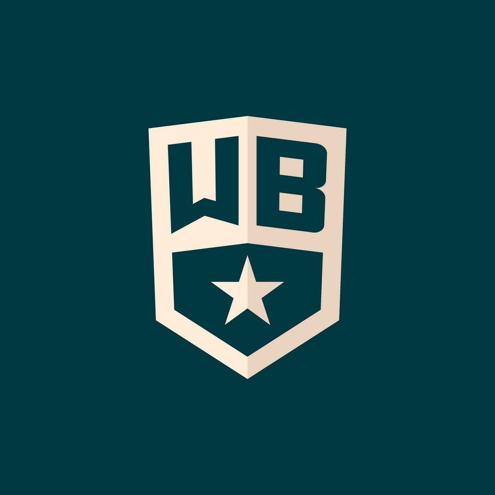 inicial wb logotipo Estrela escudo símbolo com simples Projeto vetor