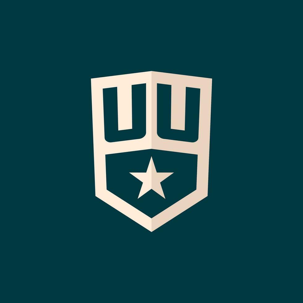 inicial uu logotipo Estrela escudo símbolo com simples Projeto vetor