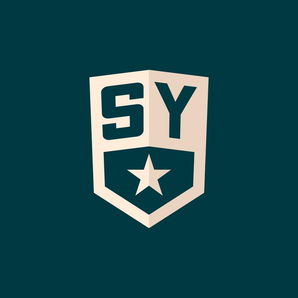 inicial sy logotipo Estrela escudo símbolo com simples Projeto vetor