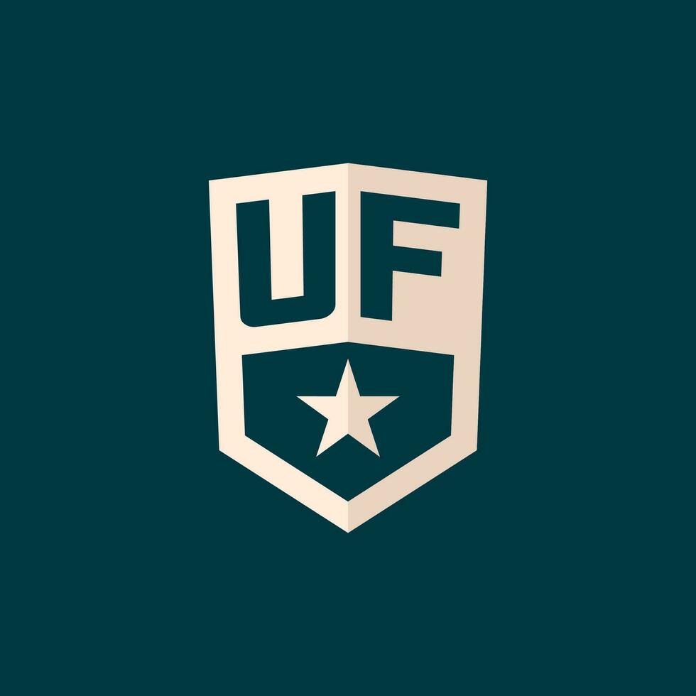 inicial uf logotipo Estrela escudo símbolo com simples Projeto vetor