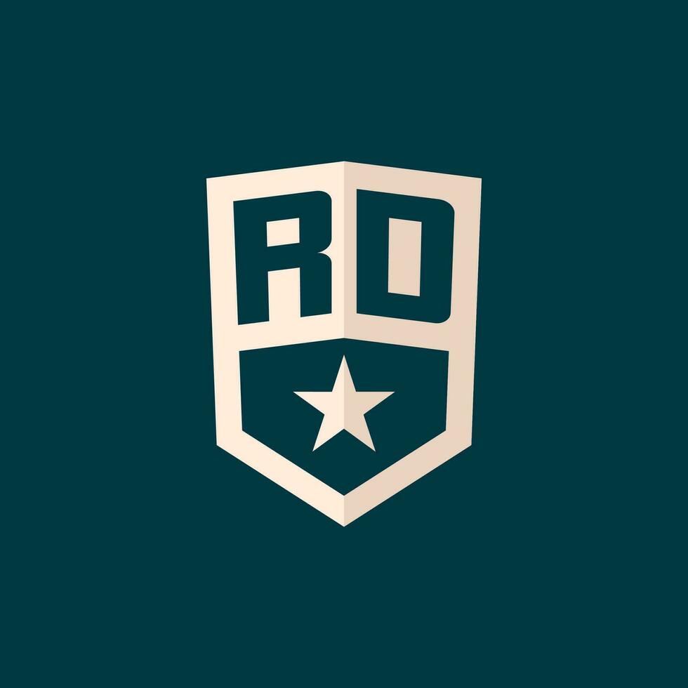 inicial rd logotipo Estrela escudo símbolo com simples Projeto vetor
