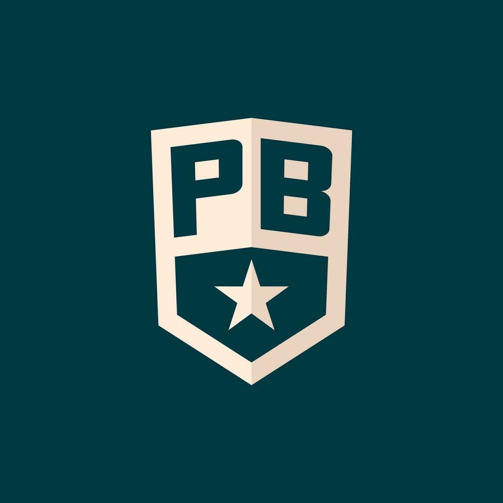 inicial pb logotipo Estrela escudo símbolo com simples Projeto vetor