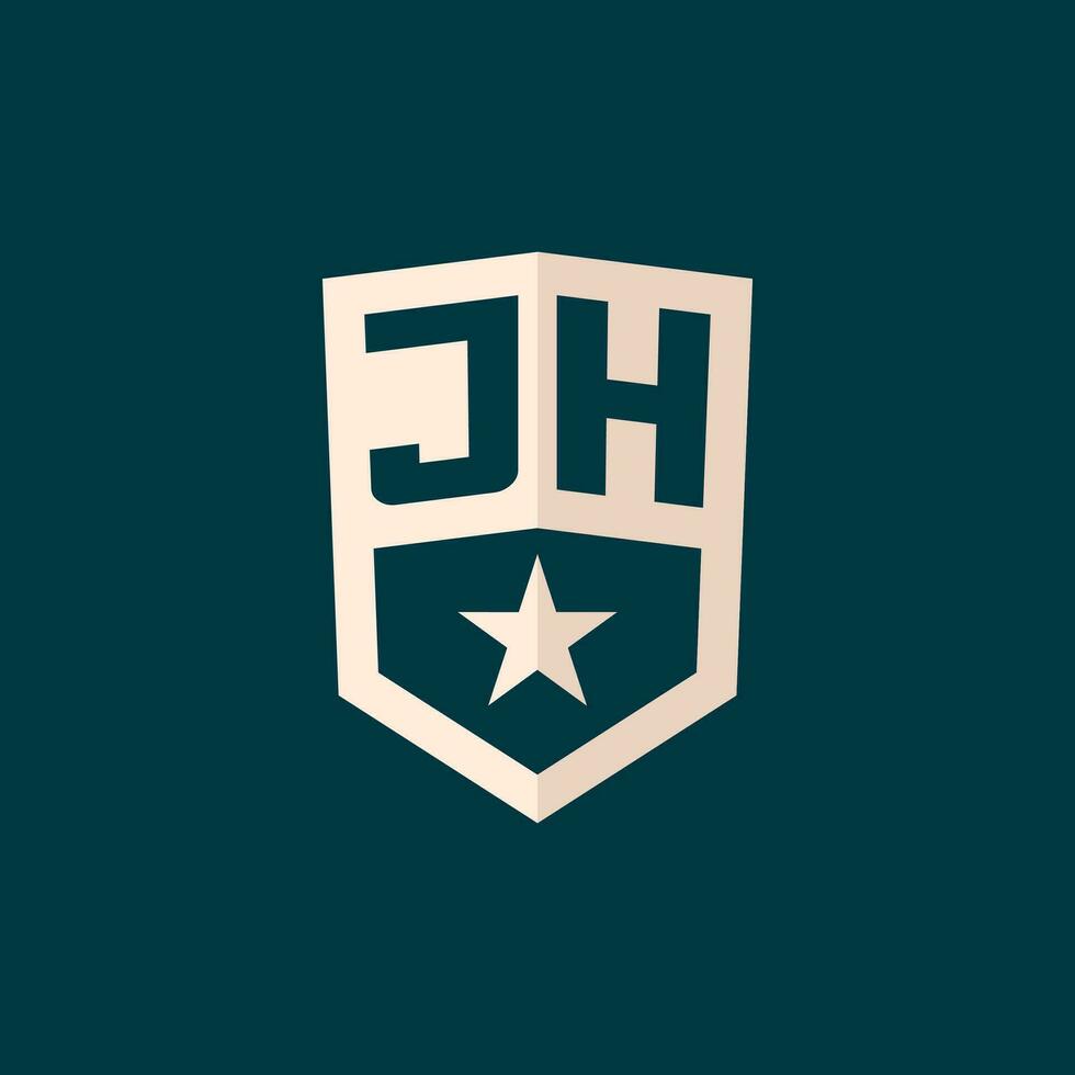 inicial jh logotipo Estrela escudo símbolo com simples Projeto vetor