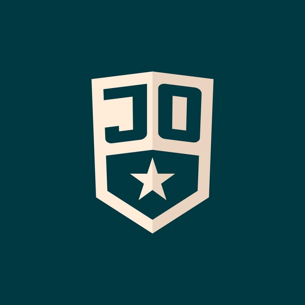 inicial jo logotipo Estrela escudo símbolo com simples Projeto vetor
