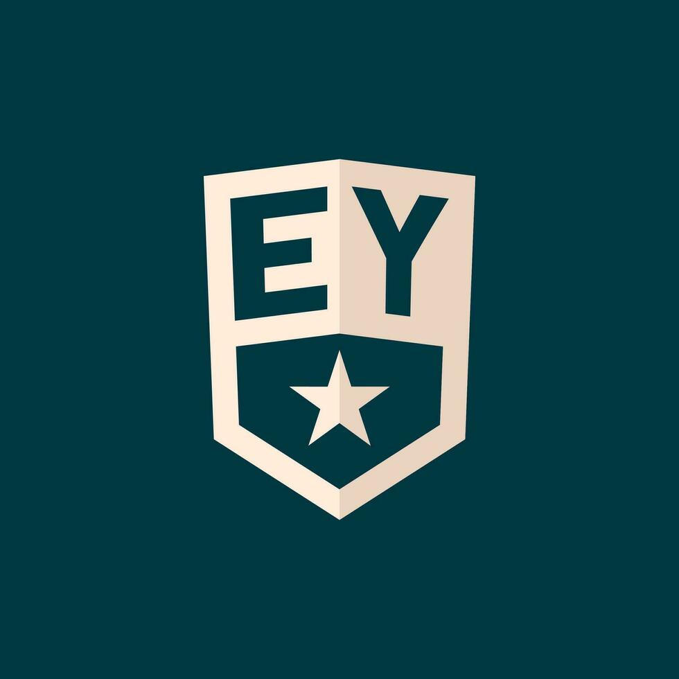 inicial ey logotipo Estrela escudo símbolo com simples Projeto vetor