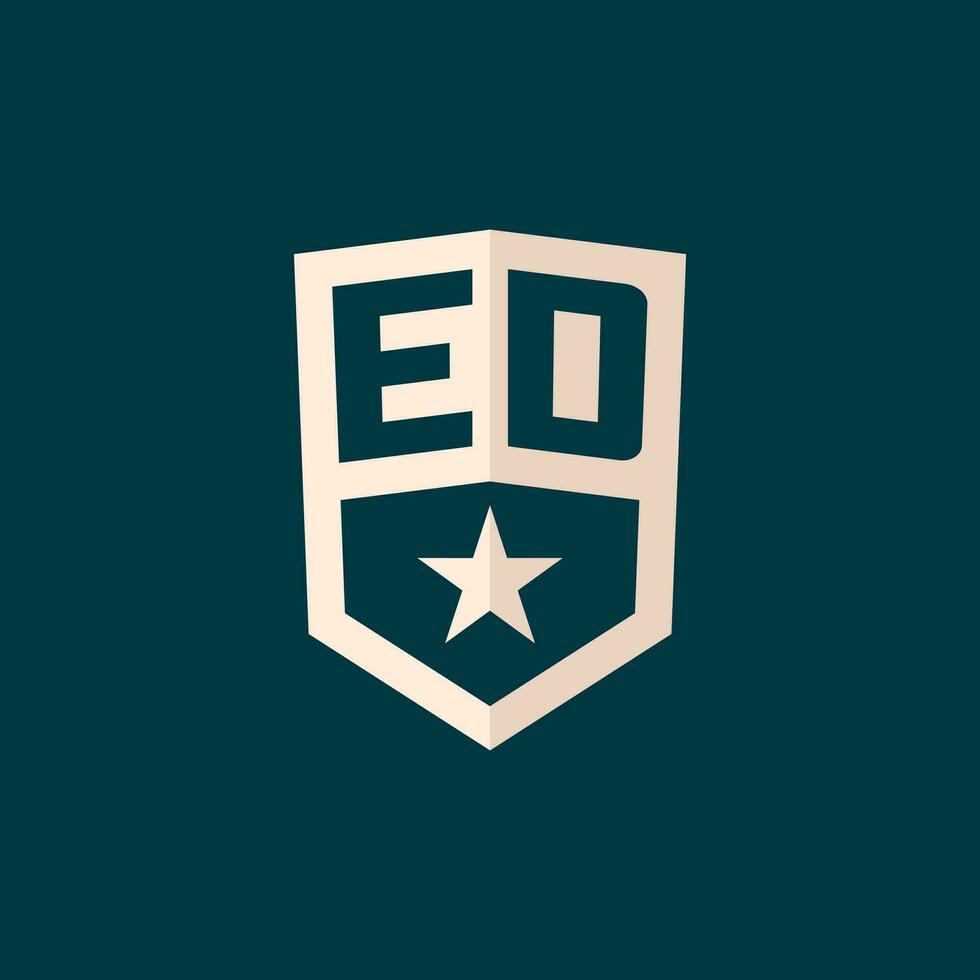 inicial ed logotipo Estrela escudo símbolo com simples Projeto vetor