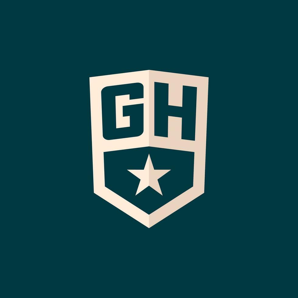 inicial gh logotipo Estrela escudo símbolo com simples Projeto vetor
