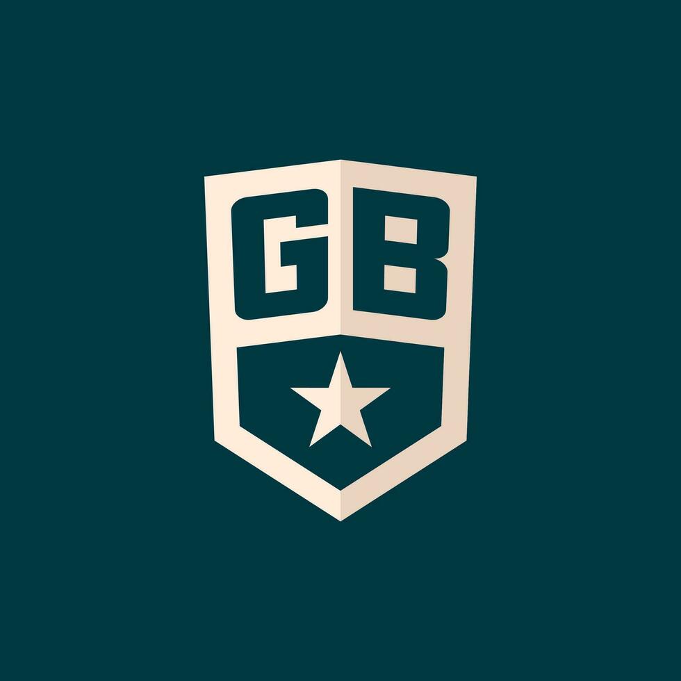 inicial gb logotipo Estrela escudo símbolo com simples Projeto vetor