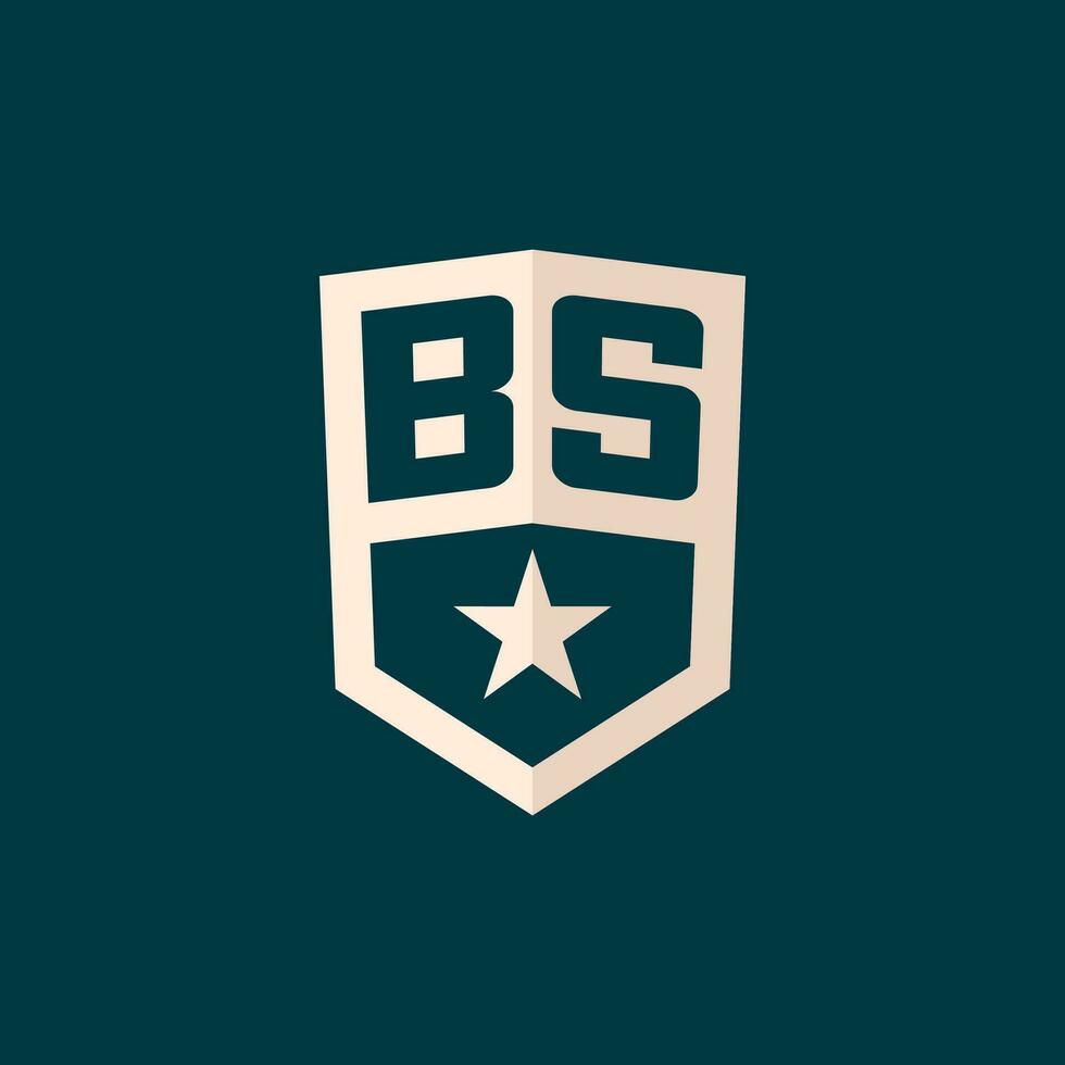 inicial bs logotipo Estrela escudo símbolo com simples Projeto vetor