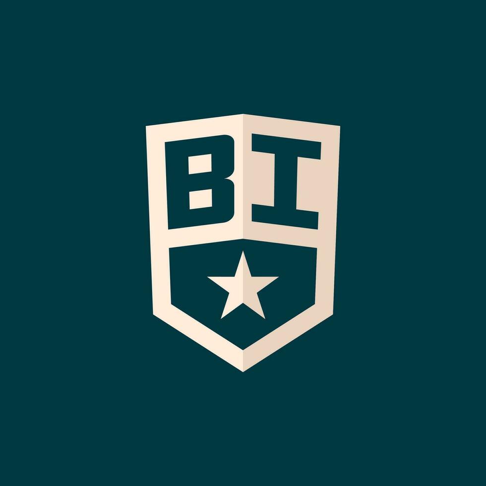 inicial bi logotipo Estrela escudo símbolo com simples Projeto vetor