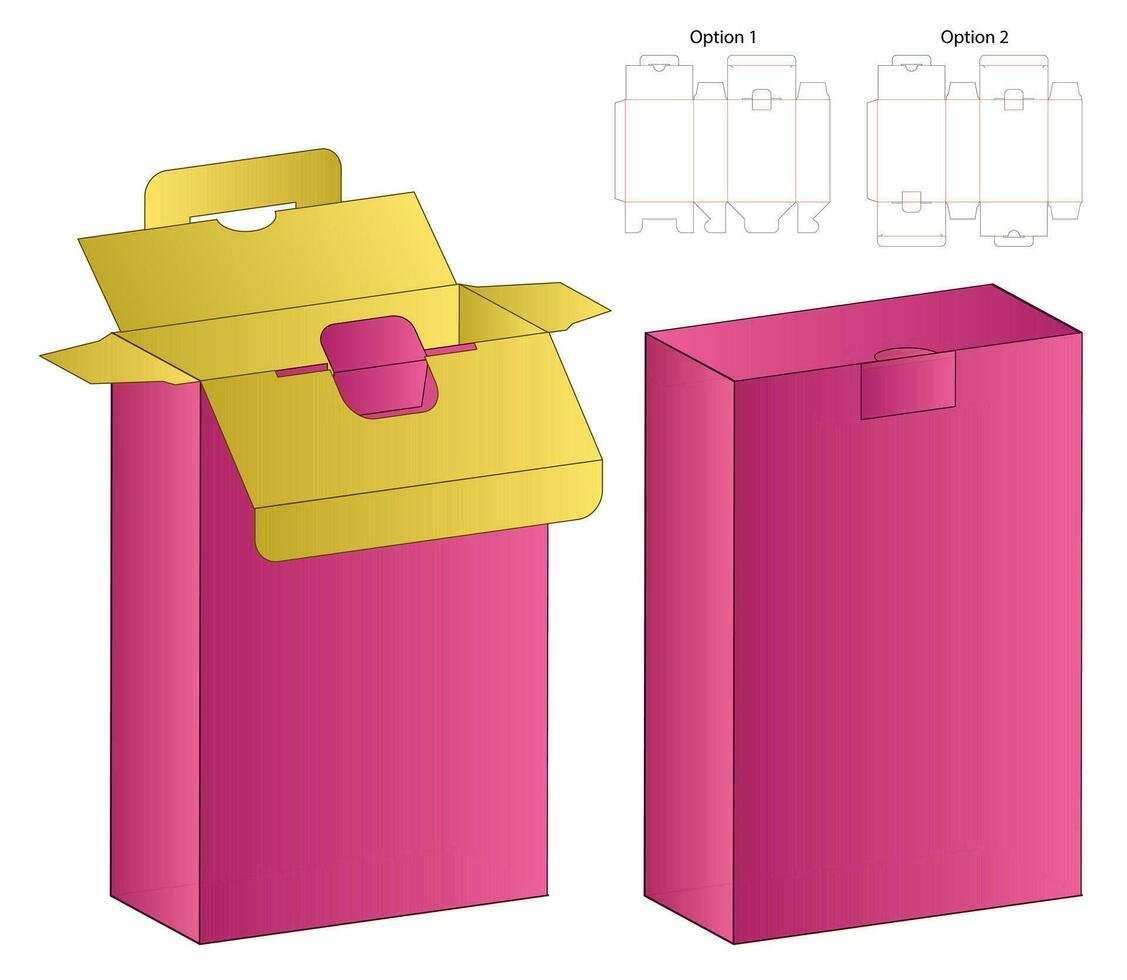 design de modelo cortado de embalagem de caixa. Maquete 3D vetor