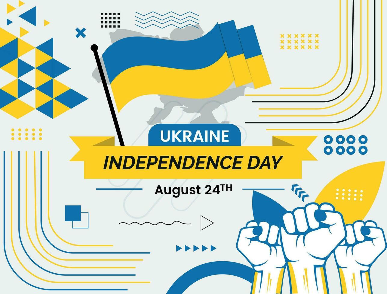 Ucrânia bandeira para nacional dia .ucraniano bandeira e mapa e azul amarelo cor tema. abstrato moderno Projeto. vetor