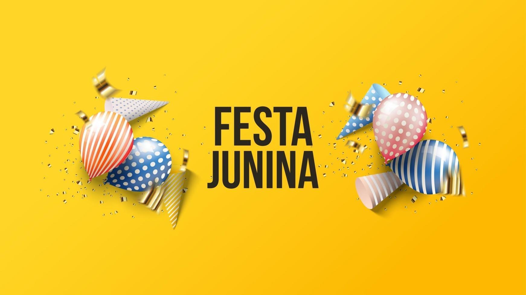 ilustração do fundo do festa junina com balões 3d. vetor
