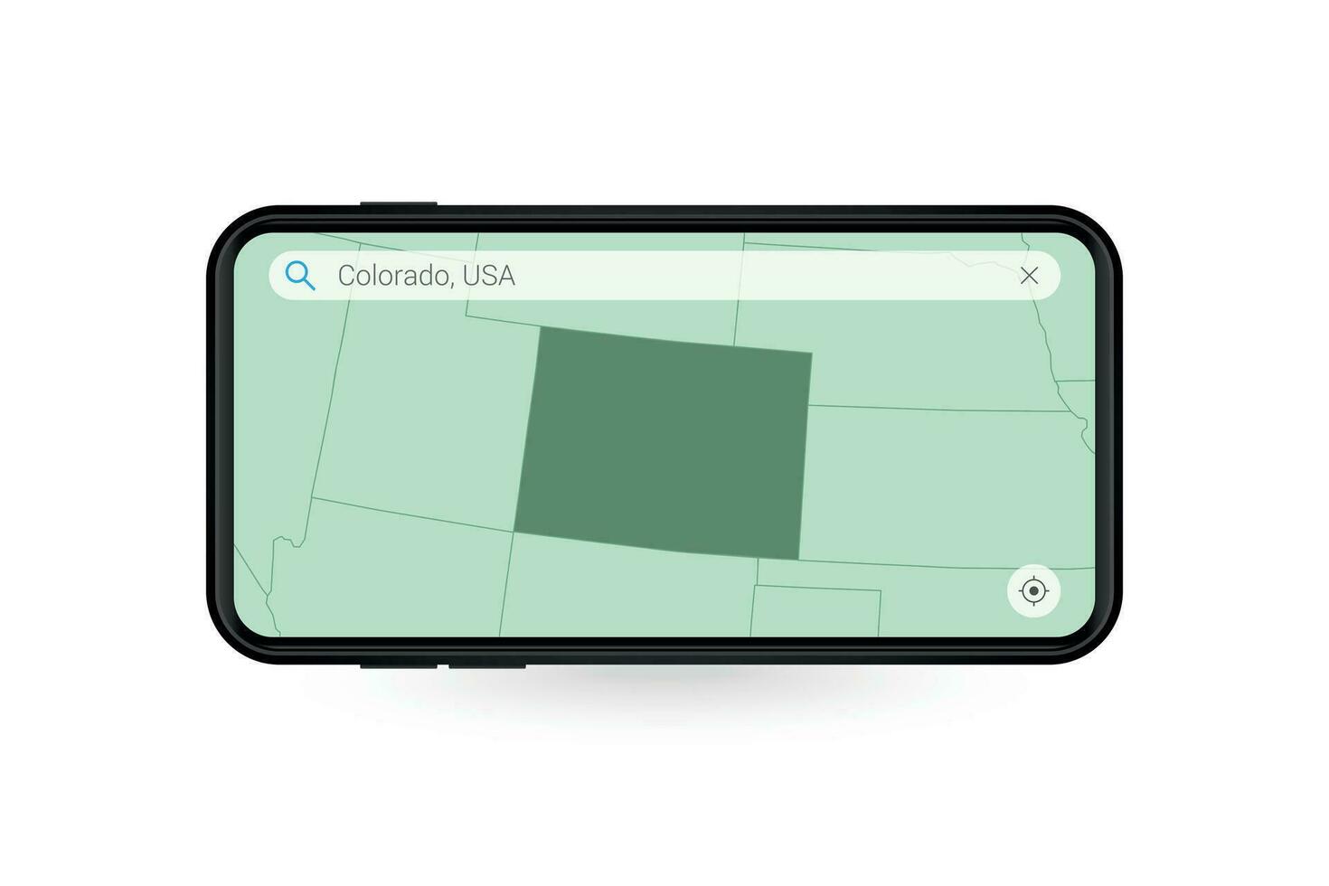 procurando mapa do Colorado dentro Smartphone mapa aplicativo. mapa do Colorado dentro célula telefone. vetor