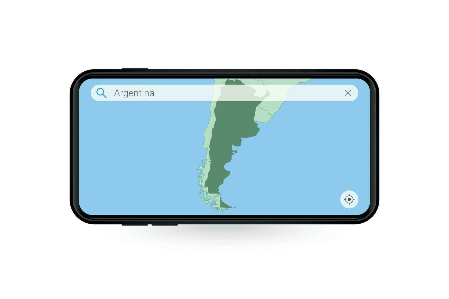 procurando mapa do Argentina dentro Smartphone mapa aplicativo. mapa do Argentina dentro célula telefone. vetor