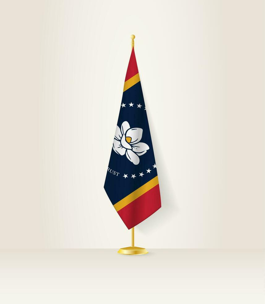 Mississippi bandeira em uma bandeira ficar em pé. vetor