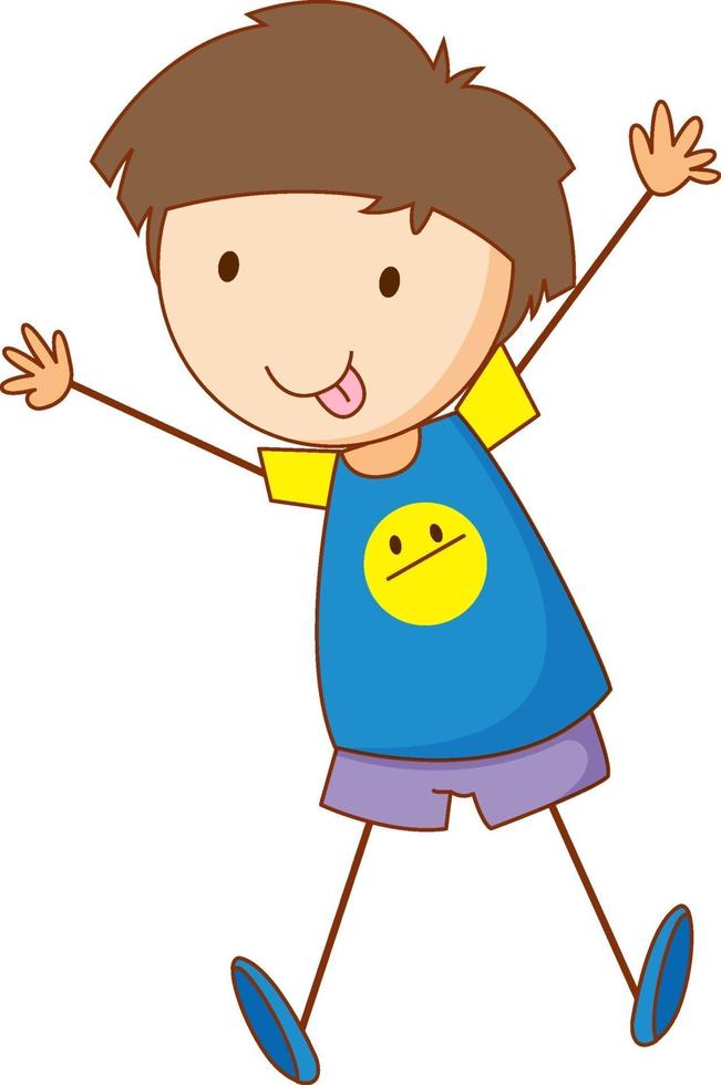 personagem de desenho animado de menino bonito na mão desenhada estilo doodle isolado vetor