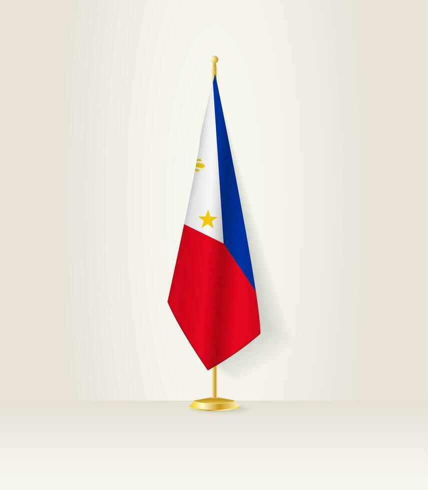 Filipinas bandeira em uma bandeira ficar em pé. vetor
