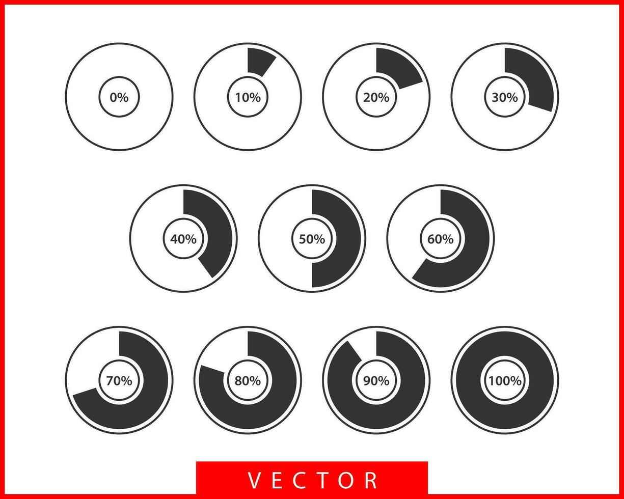 definir ícones de gráfico de pizza. vetor de diagrama de círculo. modelo de logotipo de gráficos de gráficos de coleção. projeto plano.