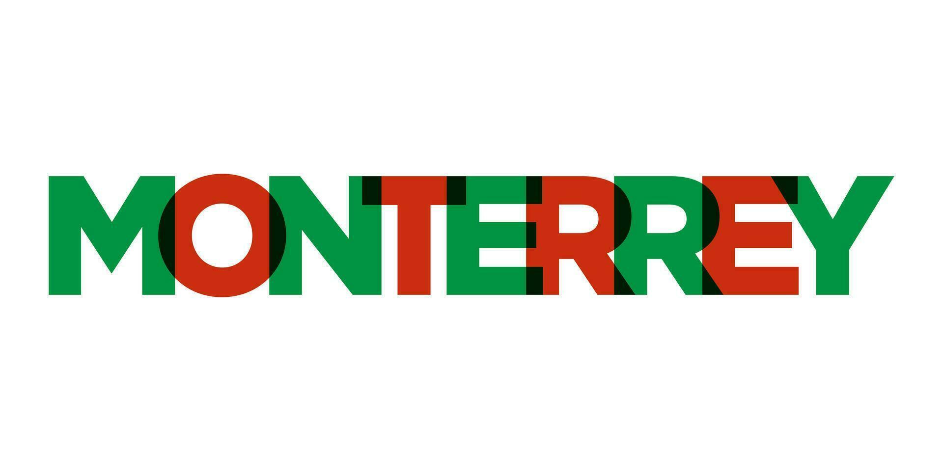 Monterrey dentro a México emblema. a Projeto características uma geométrico estilo, vetor ilustração com negrito tipografia dentro uma moderno Fonte. a gráfico slogan rotulação.
