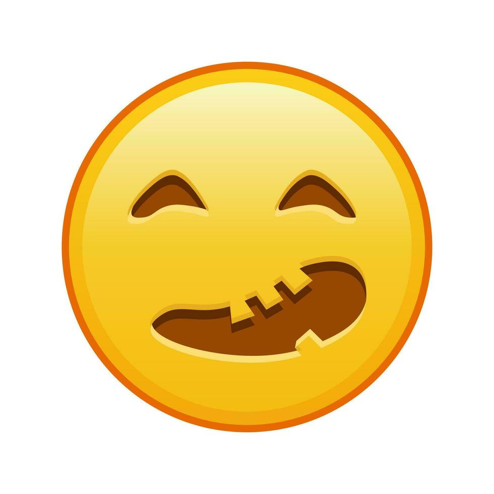 assustador dia das Bruxas face ampla Tamanho do amarelo emoji sorrir vetor