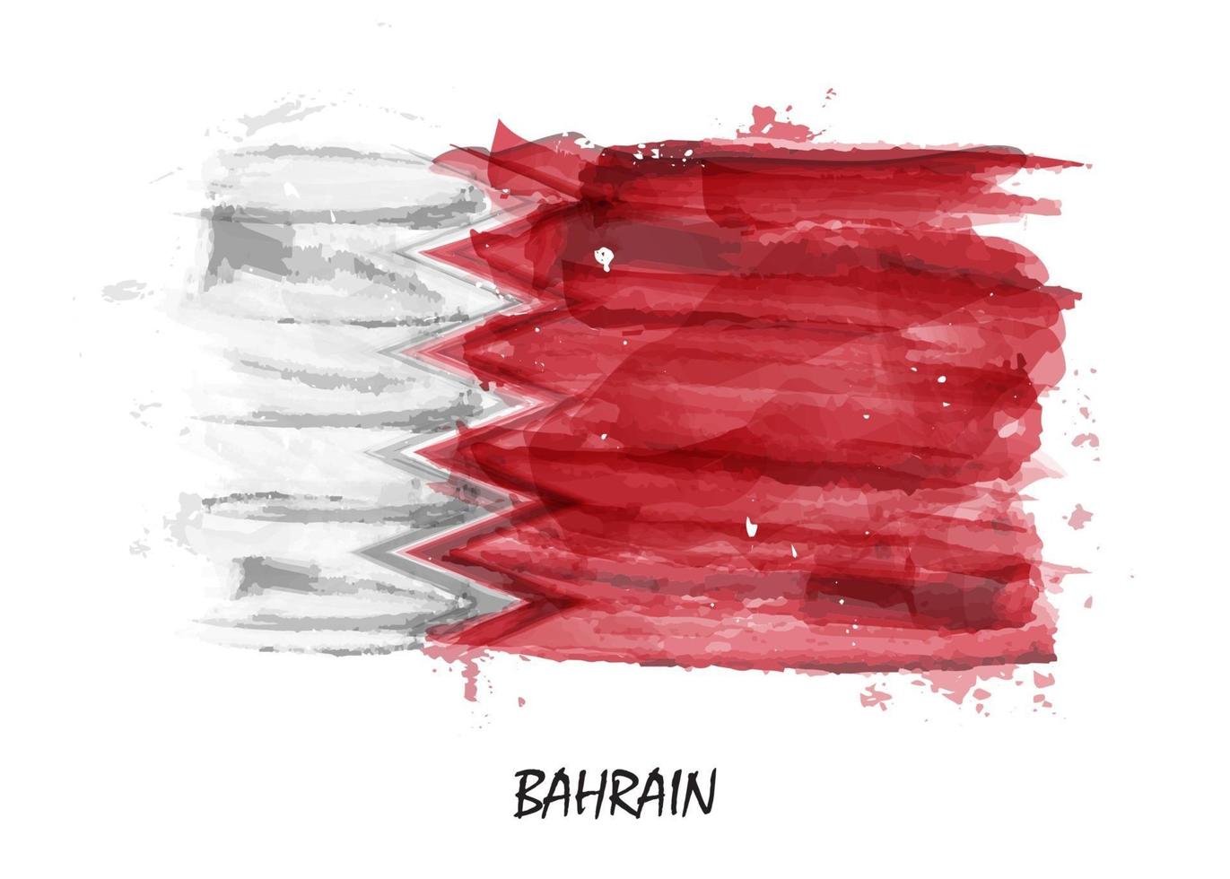 bandeira de pintura em aquarela realista do Bahrein. vetor. vetor