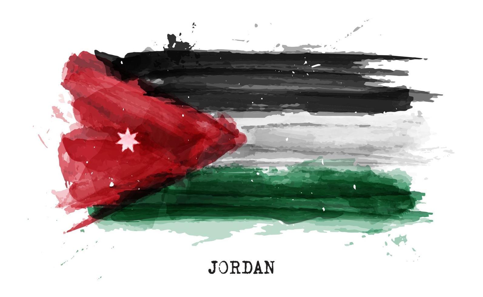 Bandeira de pintura em aquarela realista da Jordânia. vetor. vetor