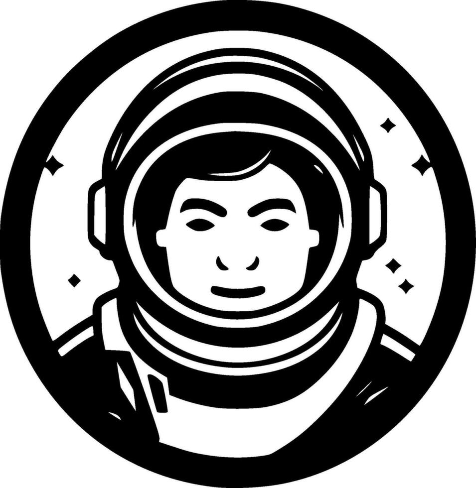 astronauta - Preto e branco isolado ícone - vetor ilustração