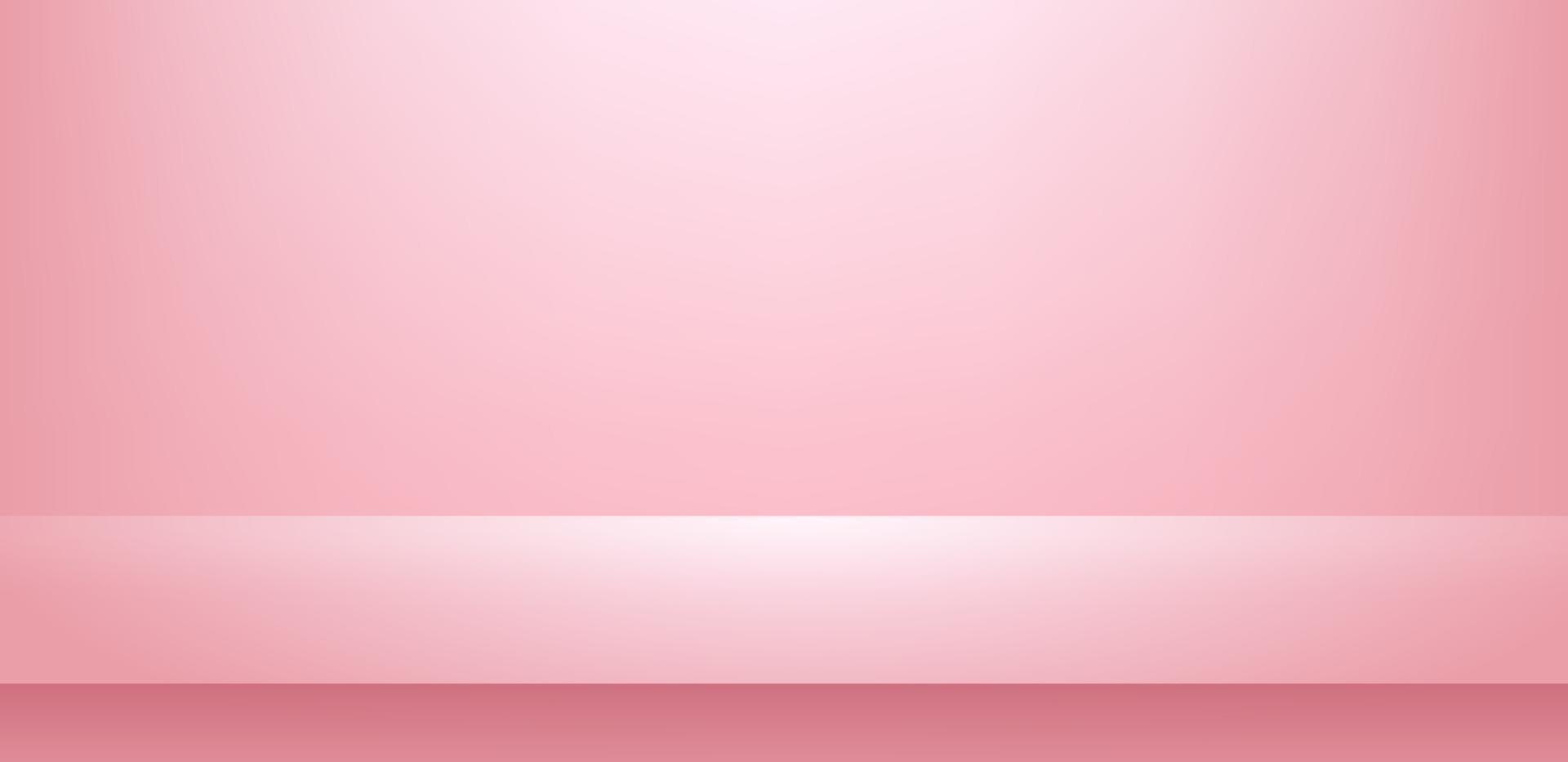 fundo de sala de mesa de estúdio de cor rosa brilhante vazio, exposição de produto com espaço de cópia para exibição de design de conteúdo. banner de ouro rosa para anunciar o produto no site. vetor