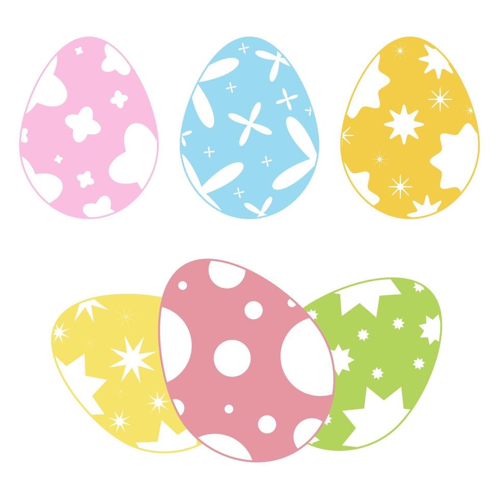 conjunto de ovos de Páscoa isolados coloridos em um fundo branco. com um padrão abstrato. ilustração vetorial plana simples. adequado para decoração de cartões postais, publicidade, revistas, sites. vetor