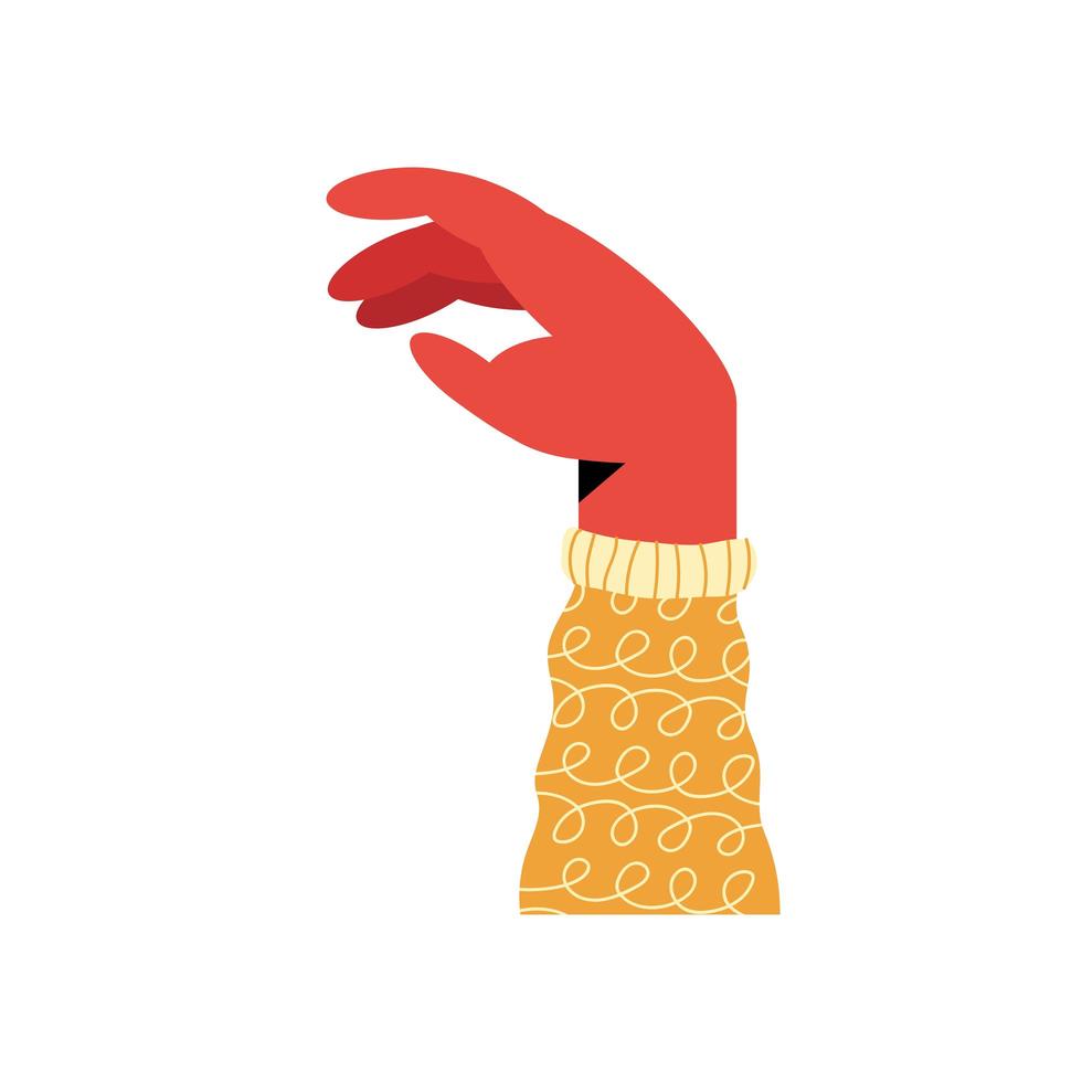 mão humana para cima com manga amarela vetor