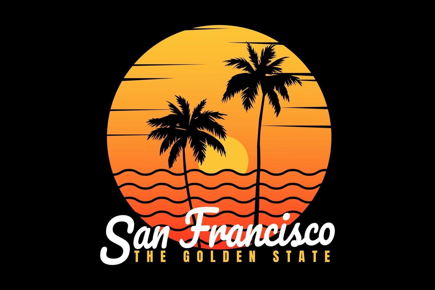 t-shirt sunset praia san francisco verão estilo vintage vetor