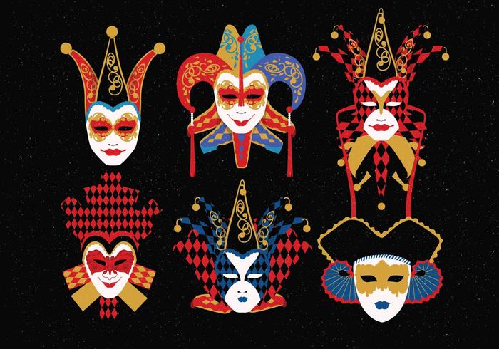 Carnevale Di Venezia Masks Personagens vetor