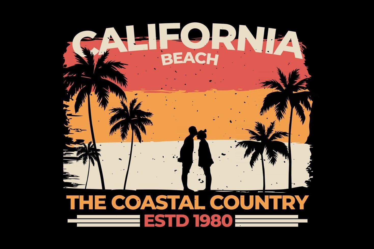 t-shirt califórnia praia país praia estilo retro vetor