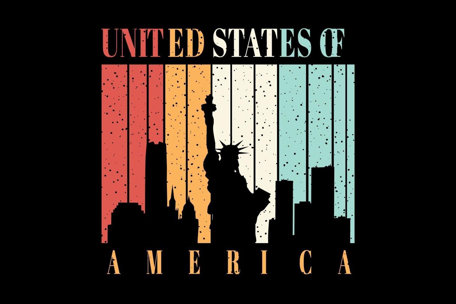 t-shirt estátua da liberdade grande edifício título estados unidos da américa vetor