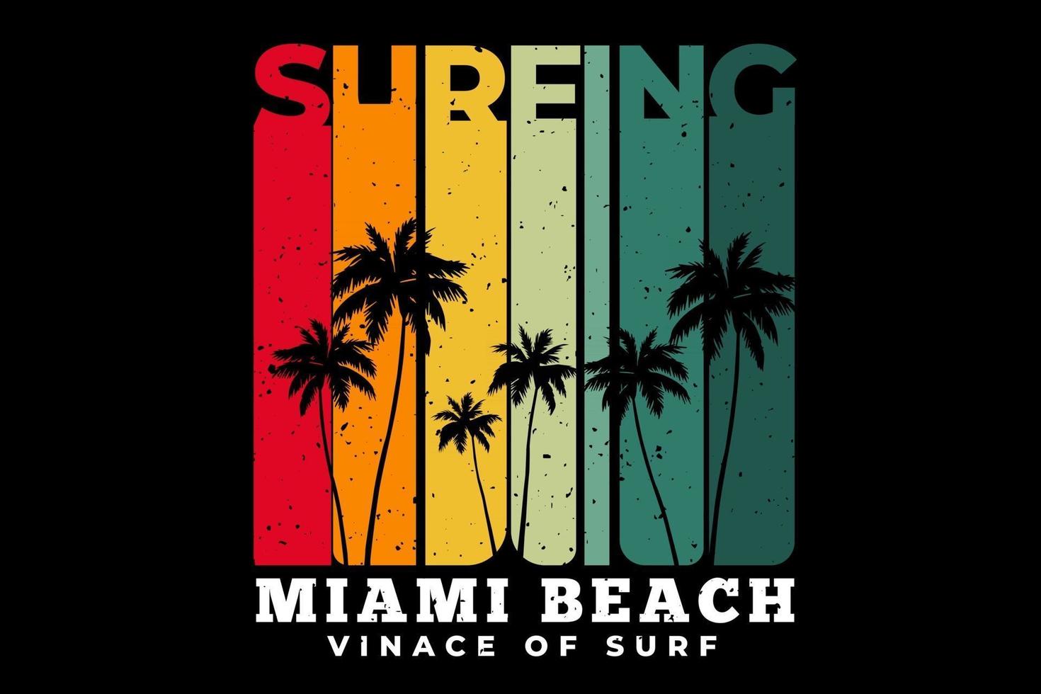 t-shirt surf estilo retro miami beach vetor
