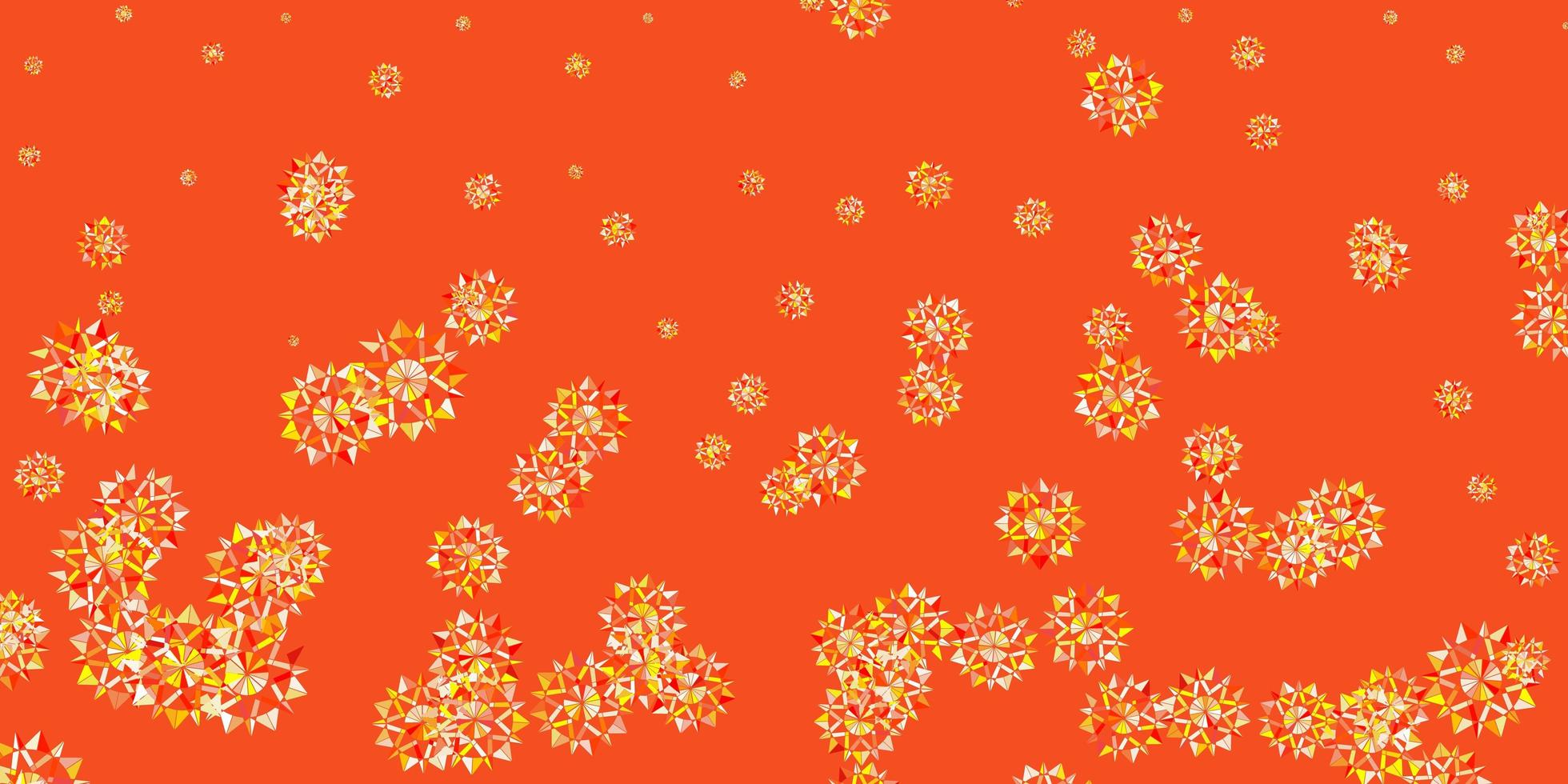 luz laranja vector lindo cenário de flocos de neve com flores.