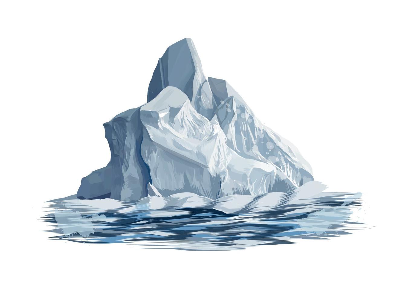 iceberg de um toque de aquarela, desenho colorido, realista. ilustração vetorial de tintas vetor