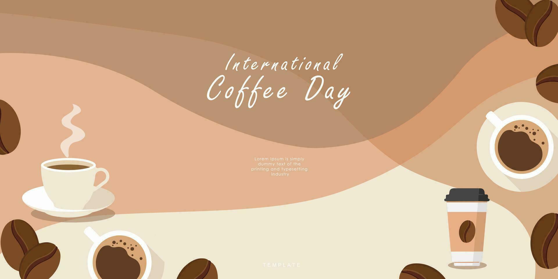 internacional café dia bandeira, 1º Outubro feriado. geométrico simples minimalista horizontal cumprimento plano estilo para bandeira, poster, fundo. vetor ilustração.