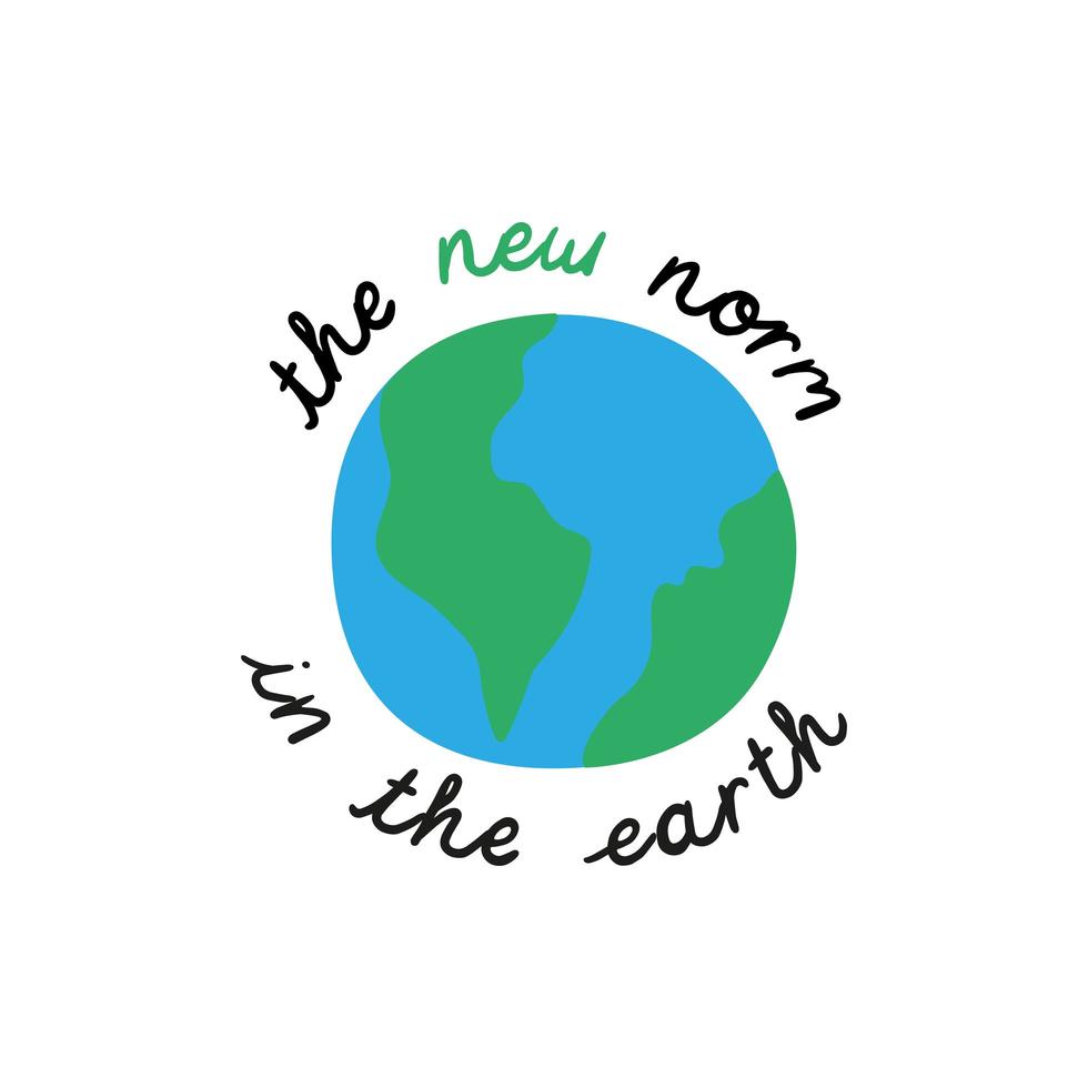 nova campanha de letras normais com estilo simples do planeta Terra feito à mão vetor