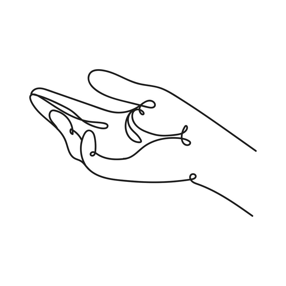 mão humana recebendo ícone de estilo de uma linha vetor