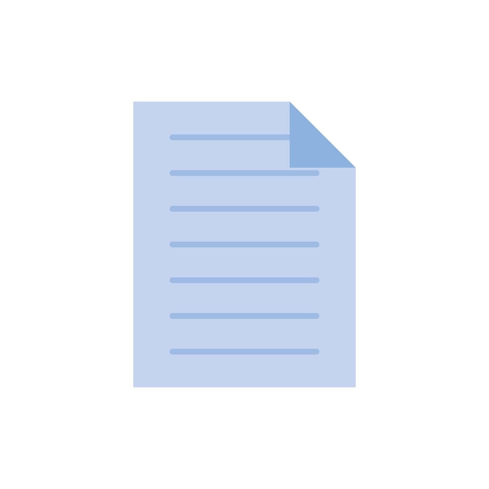 ícone de estilo plano de documento de folha de papel vetor
