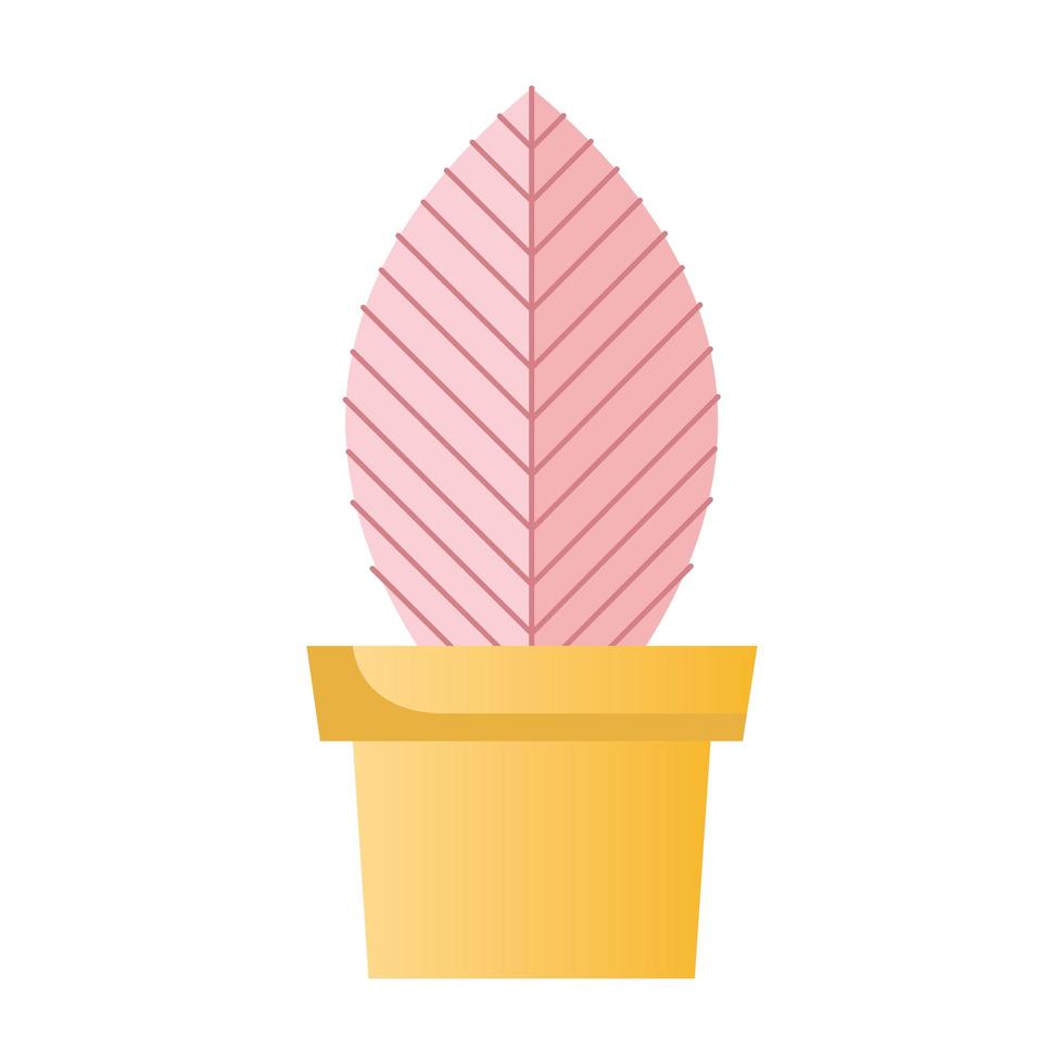 planta de casa rosa em vaso de cerâmica amarelo vetor