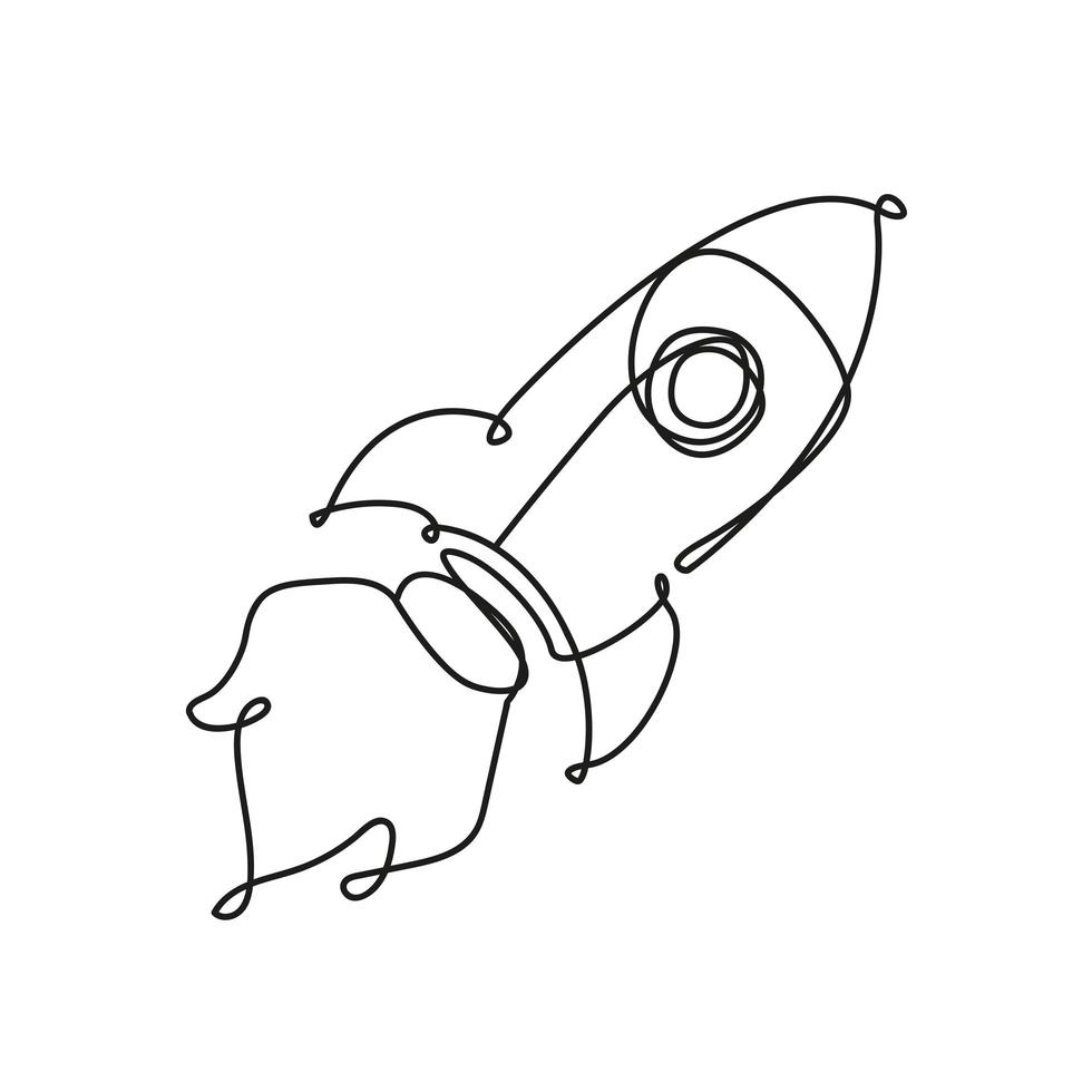 ícone de estilo de uma linha do lançador de foguetes vetor