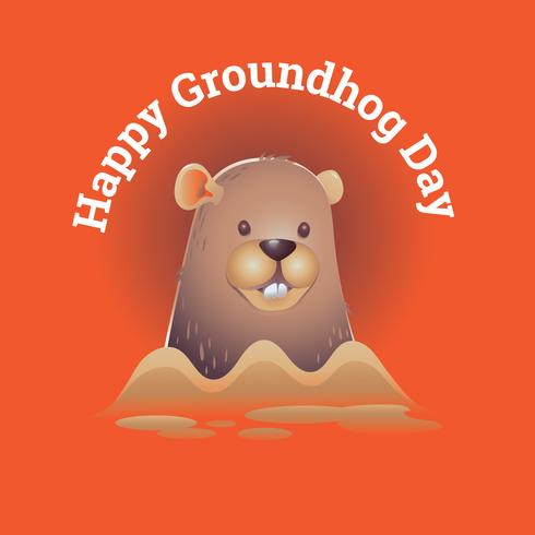 Feliz dia da marmota Design com estilo 3D bonito Groundhog vetor