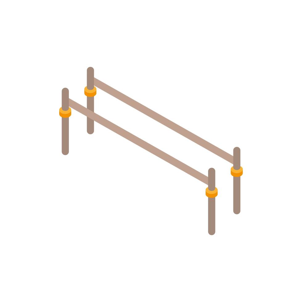 ícone de estilo isométrico do parque de barras de madeira de exercício vetor