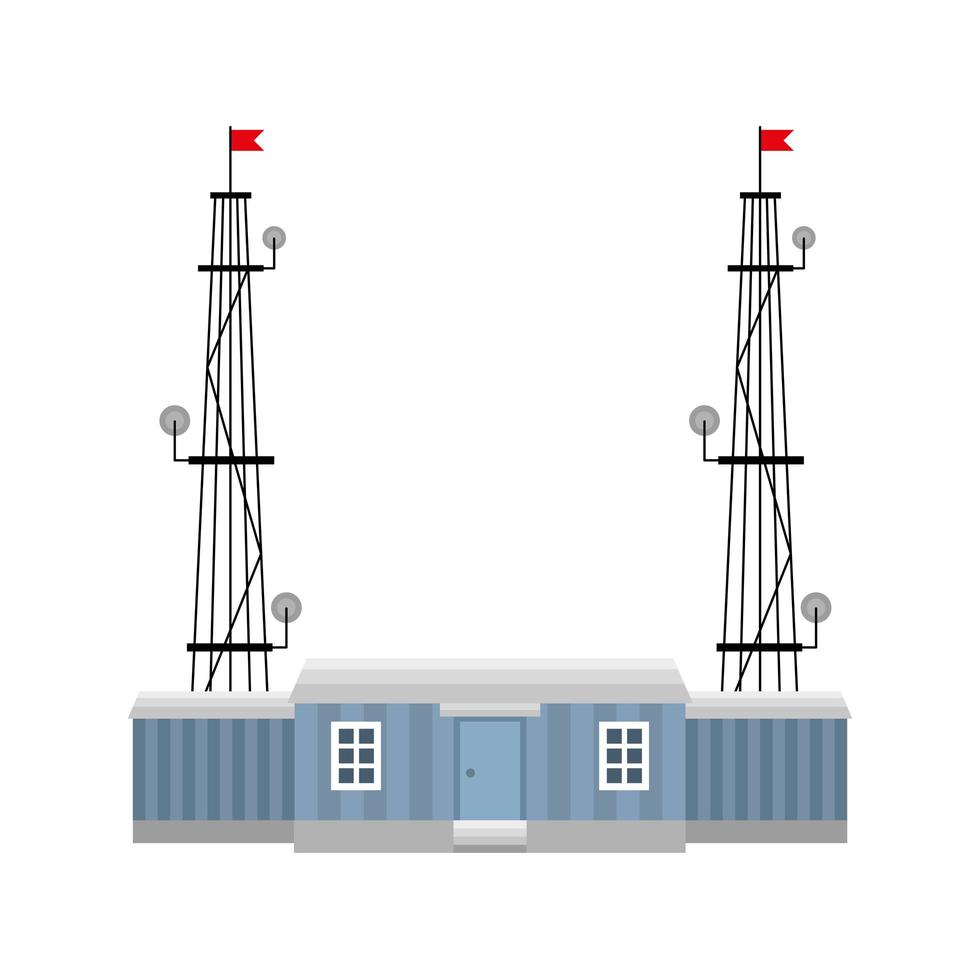 casa azul com desenho vetorial de antenas vetor