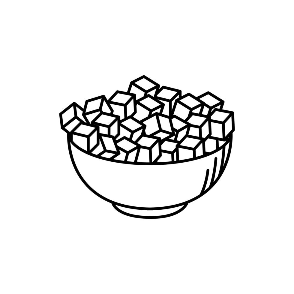 cubos de açúcar ícone de estilo de linha desenho vetorial vetor